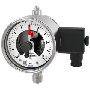 Manômetro com tubo Bourdon com contatos elétricos